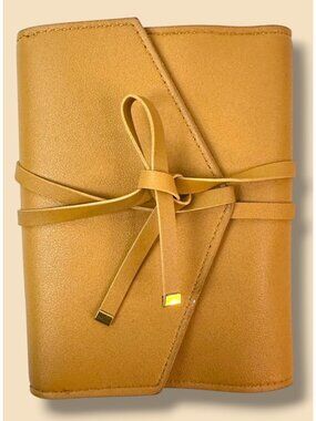 Glass Ladder & Co Yellow Envelope Vegan Leather Clutch Organizer With Wrap Closu